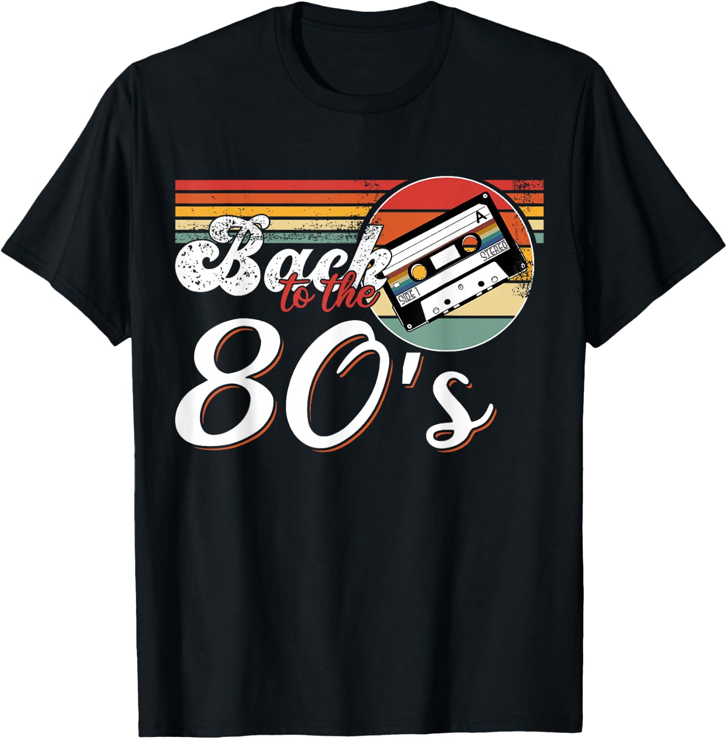 Eighties Back to the 80s Retro Cassette T-Shirt - T-Shirt | Black