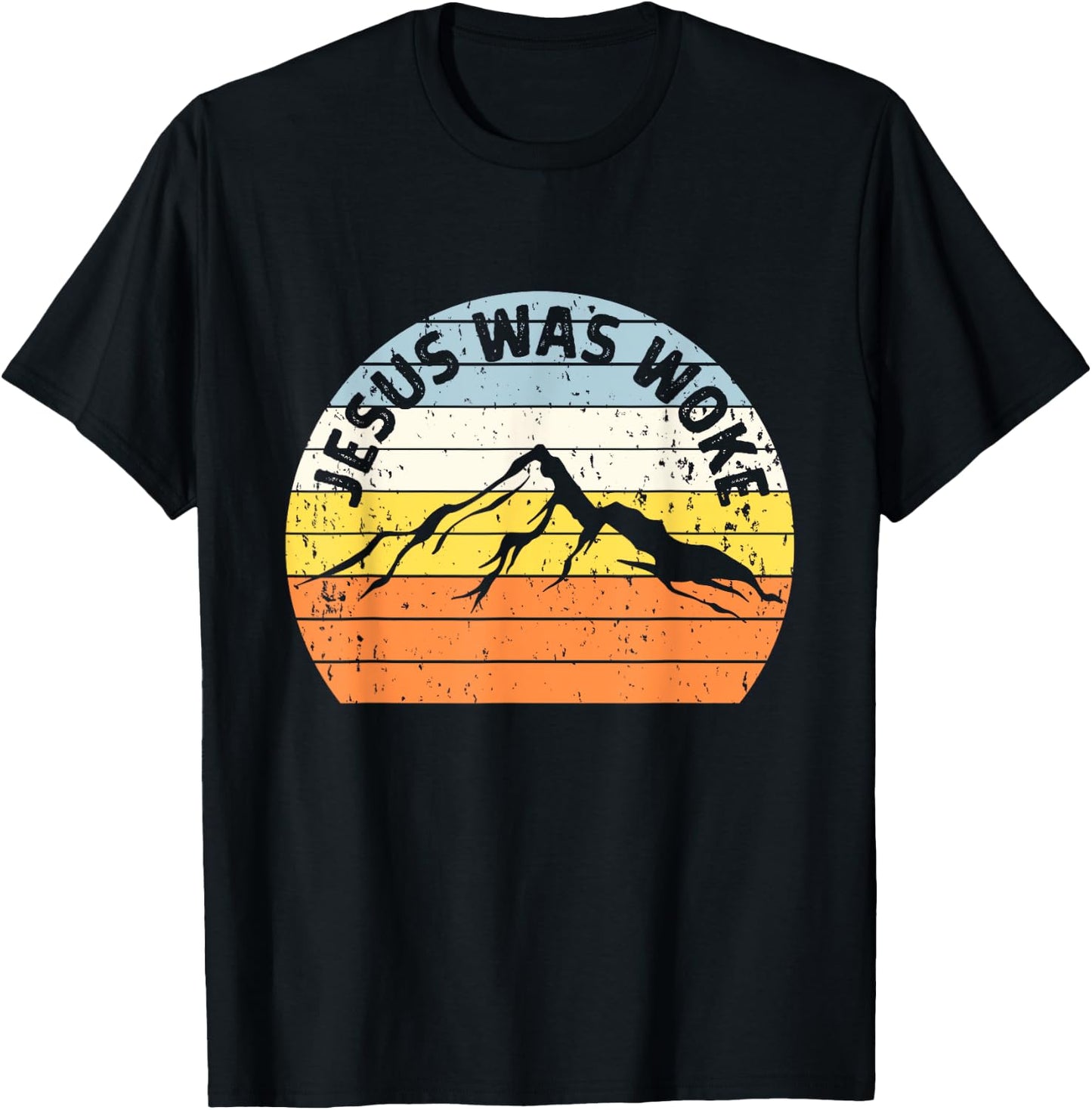 Sunset Vintage Jesus Was Woke T-Shirt - T-Shirt | Black