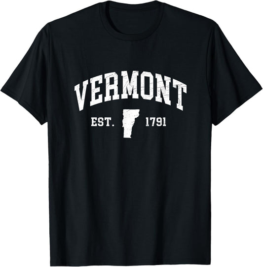 Vermont Est. 1791 - Distressed / Worn Design - Classic T-Shirt - T-Shirt | Black