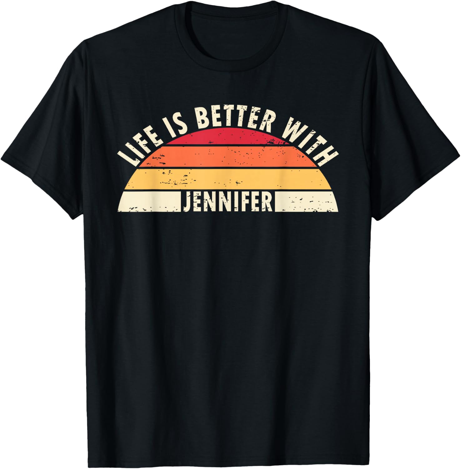 Life is Better With Jennifer Vintage Sunset Name T-Shirt - T-Shirt | Black