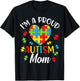 I'm A Proud Mom Autism Awareness Autistic Heart Son Daughter T-Shirt - T-Shirt | Black