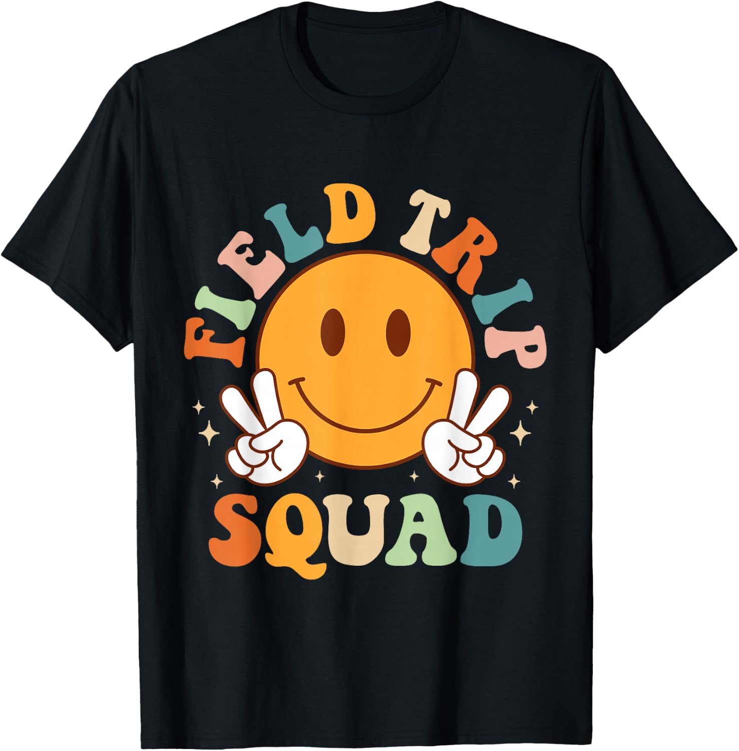 School Field-Trip Squad Groovy Field Day 2023 Teacher Kids T-Shirt - T-Shirt | Black
