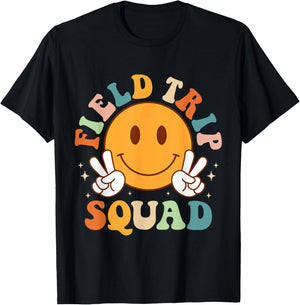 School Field-Trip Squad Groovy Field Day 2023 Teacher Kids T-Shirt - T-Shirt | Black