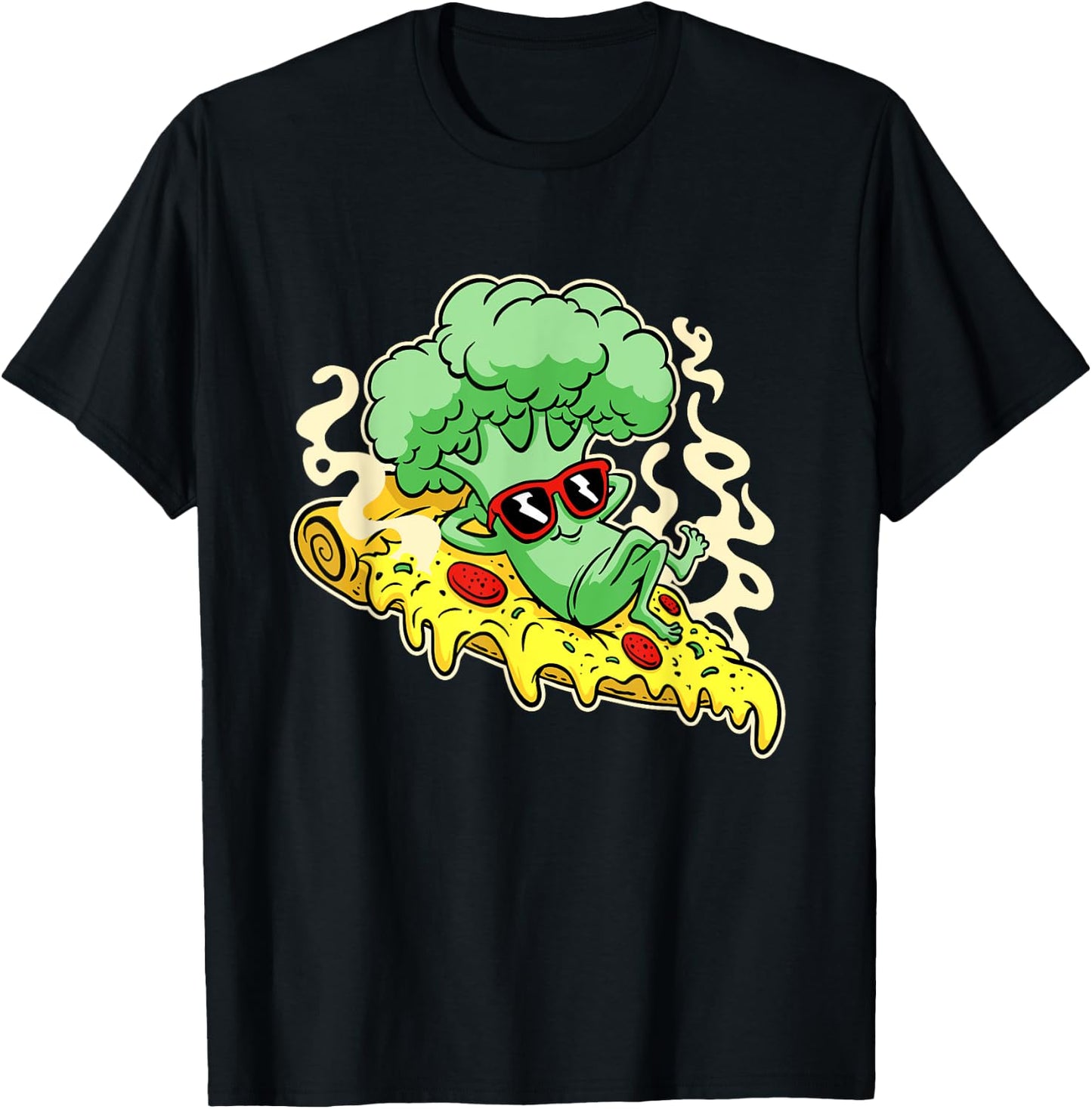 Pizza with Broccoli figure T-Shirt - T-Shirt | Black