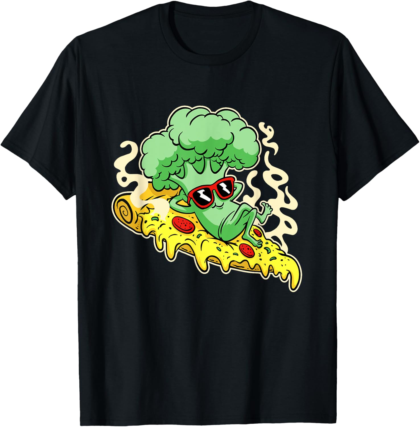 Pizza with Broccoli figure T-Shirt - T-Shirt | Black