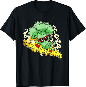 Pizza with Broccoli figure T-Shirt - T-Shirt | Black