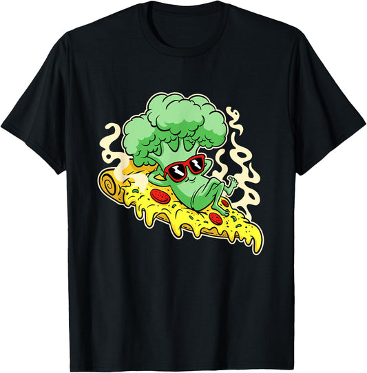 Pizza with Broccoli figure T-Shirt - T-Shirt | Black