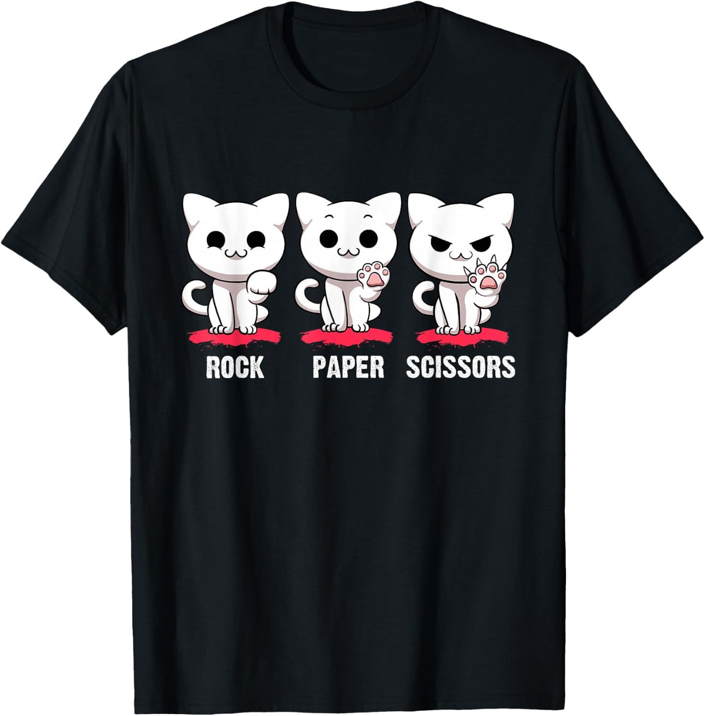 Cat Rock Paper Scissors Cute Cat Paws Funny Cat Kitty Lover T-Shirt - T-Shirt | Black