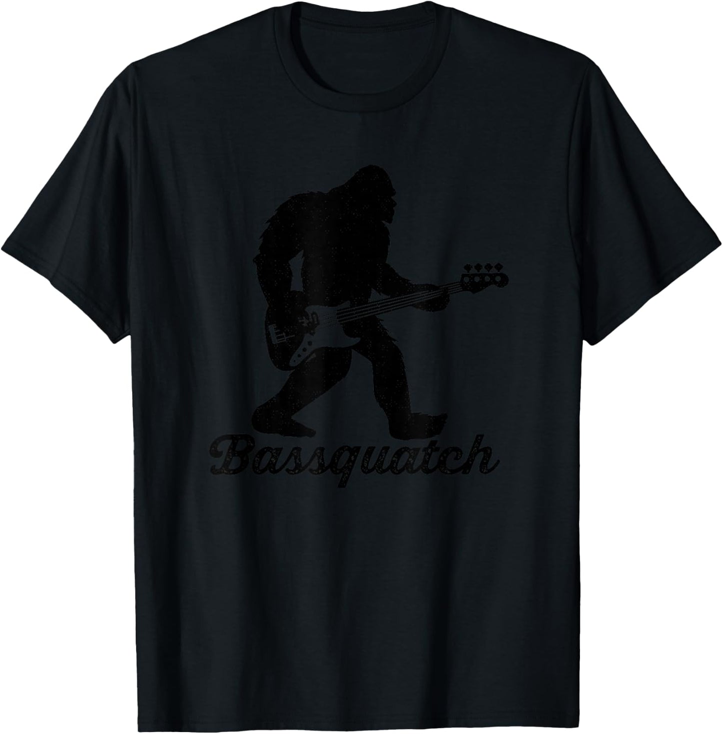 Bigfoot Bass Player Guitar Sasquatch Bassist Music Guitarist T-Shirt - T-Shirt | Black