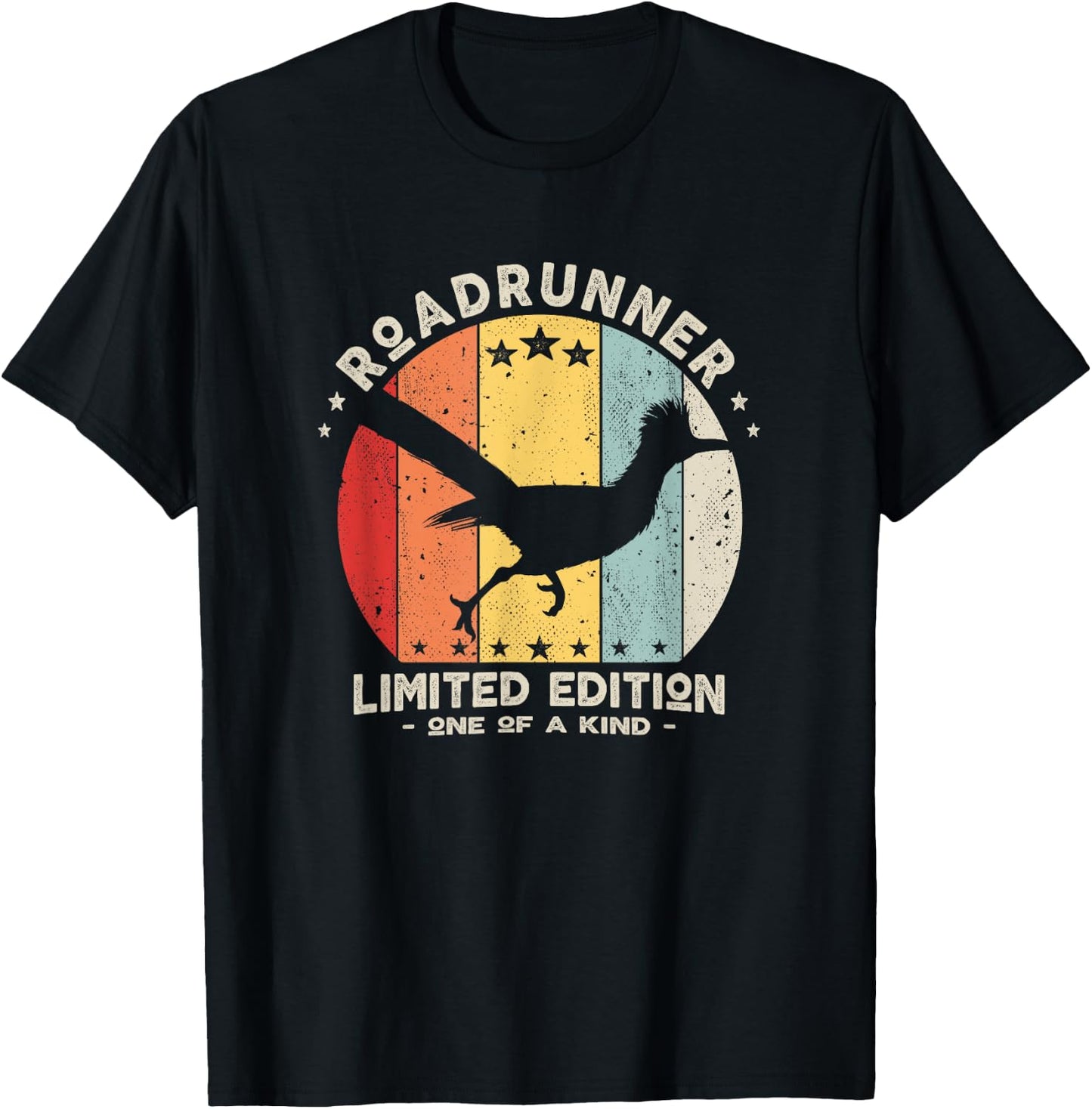 Retro Roadrunner Running Distressed T-Shirt - T-Shirt | Black