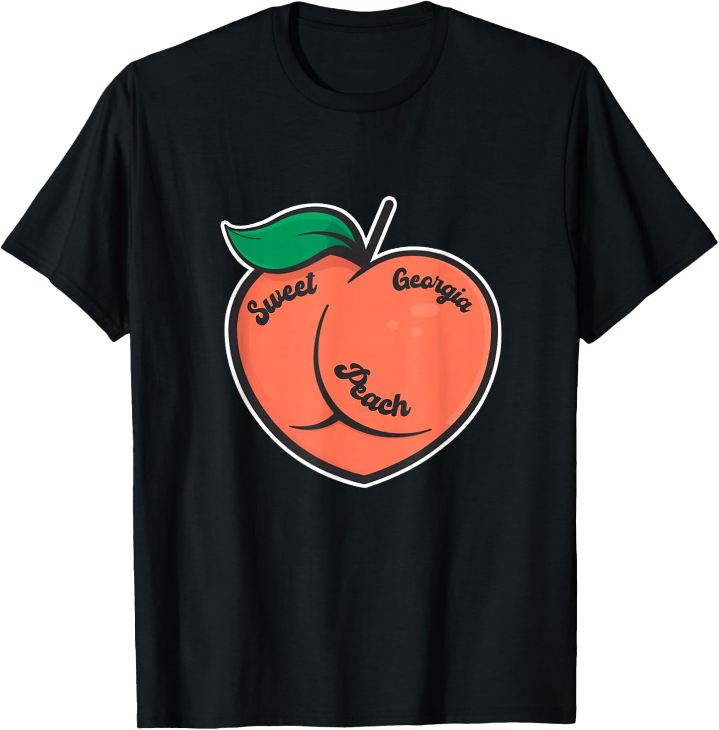 Sweet Georgia Peach Cute Peach With Heart Shaped Women Girls T-Shirt - T-Shirt | Black