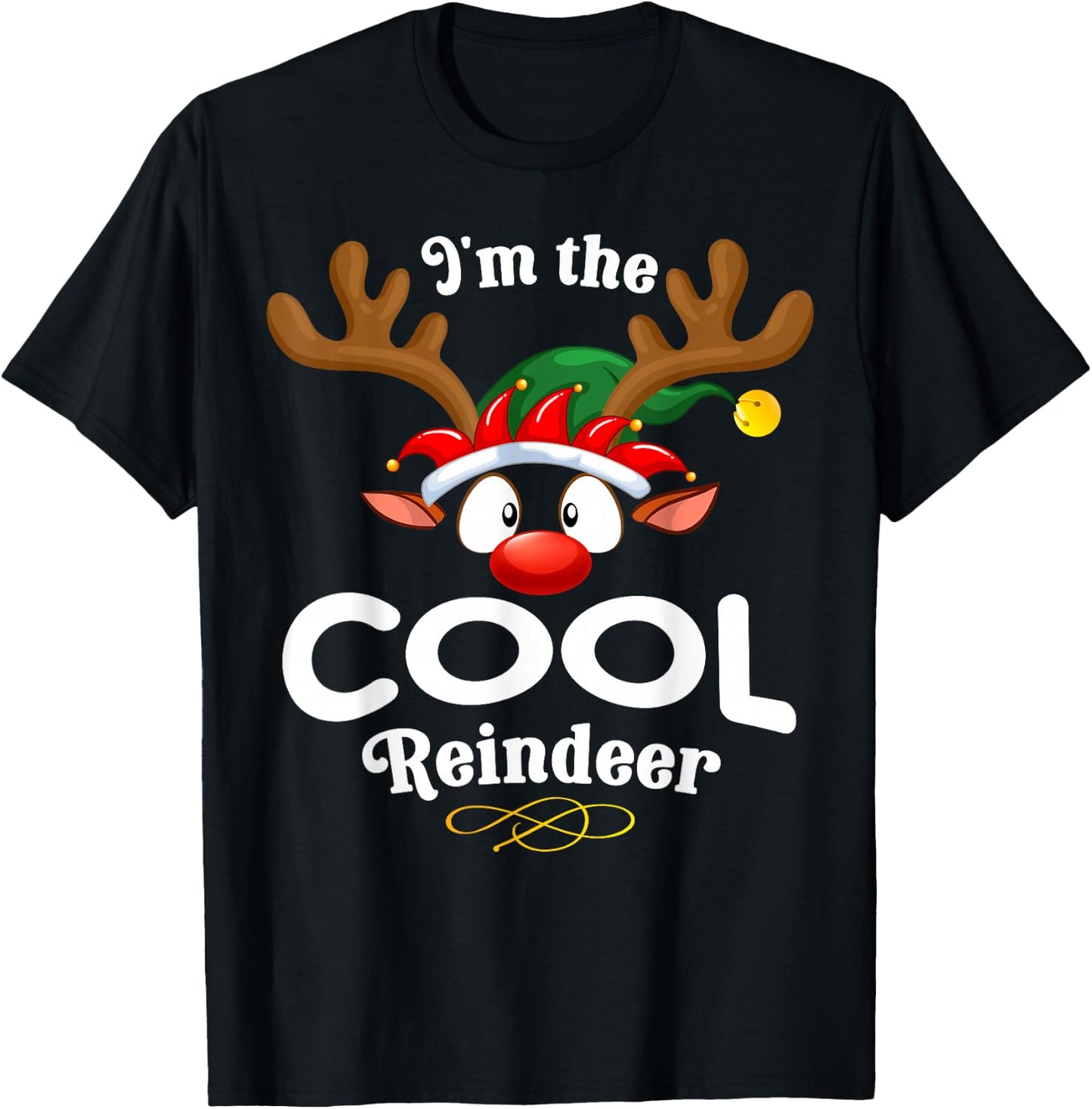 Christmas PJS Cool XMas Reindeer Matching T-Shirt - T-Shirt | Black