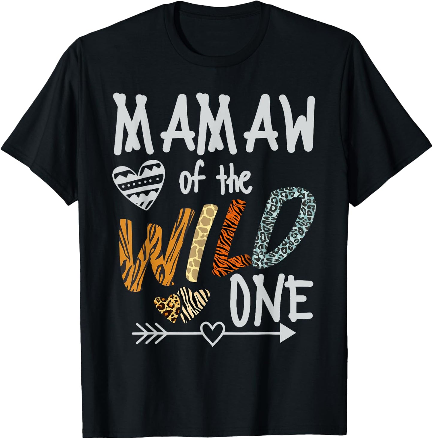 Mamaw of The Wild One Animal Safari 1st Birthday Theme T-Shirt - T-Shirt | Black