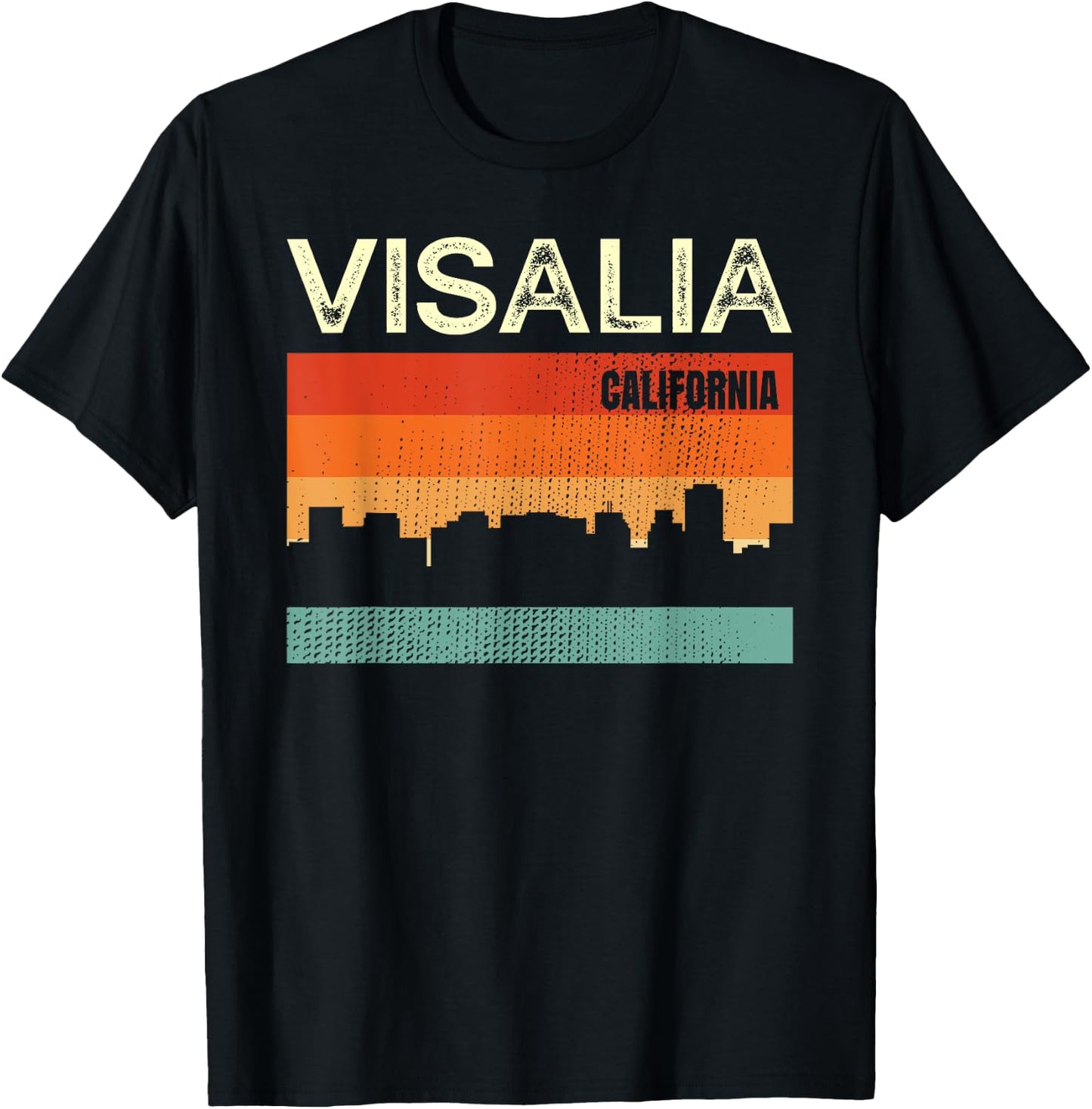 Visalia California Town Skyline T-Shirt - T-Shirt | Black