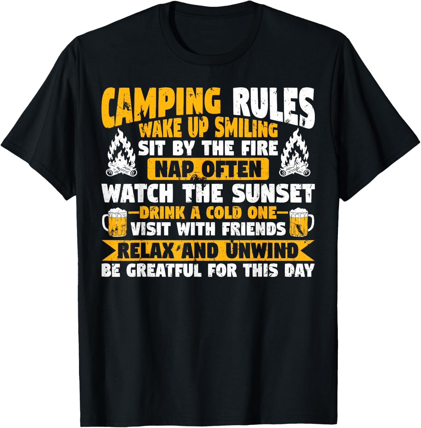 Motorhome Funny Camper Camping Rules T-Shirt - T-Shirt | Black