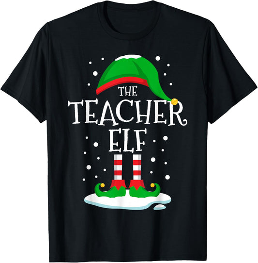 The Teacher Elf Christmas Family Matching Xmas Group Funny T-Shirt - T-Shirt | Black