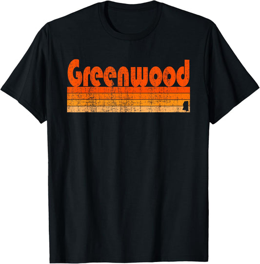 Greenwood, Mississippi Retro 80s Style T-Shirt - T-Shirt | Black
