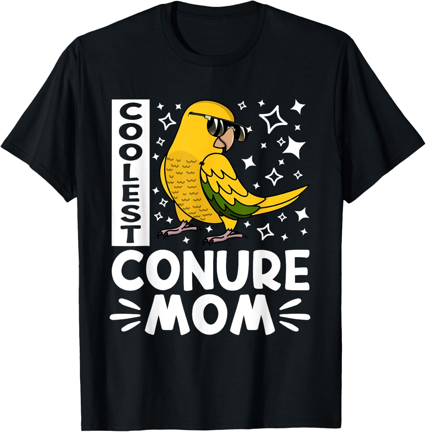 Coolest Conure Parrot Mom I Golden Conure T-Shirt - T-Shirt | Black