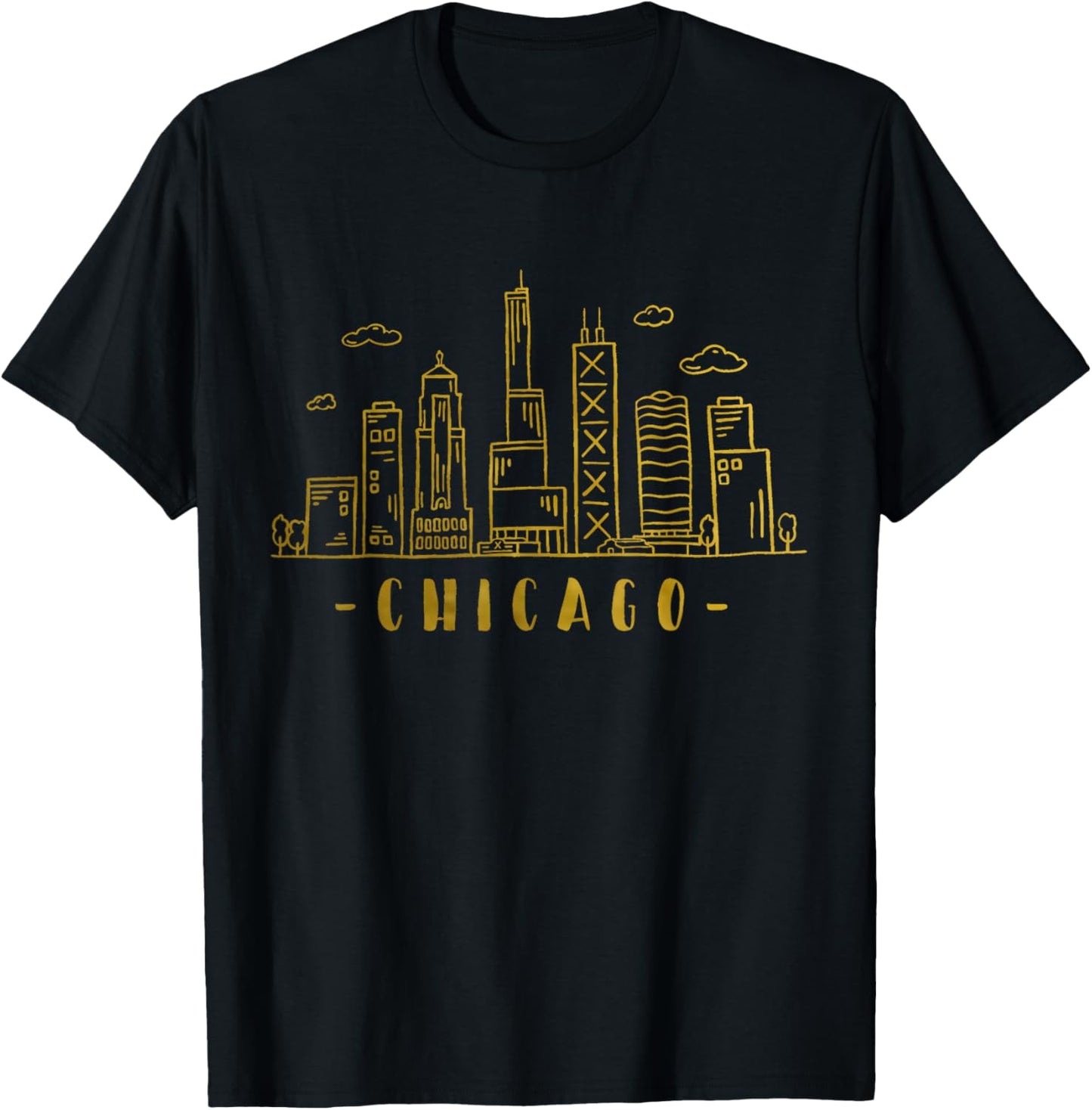 Chicago Skyline Illinois Vintage T-Shirt - T-Shirt | Black