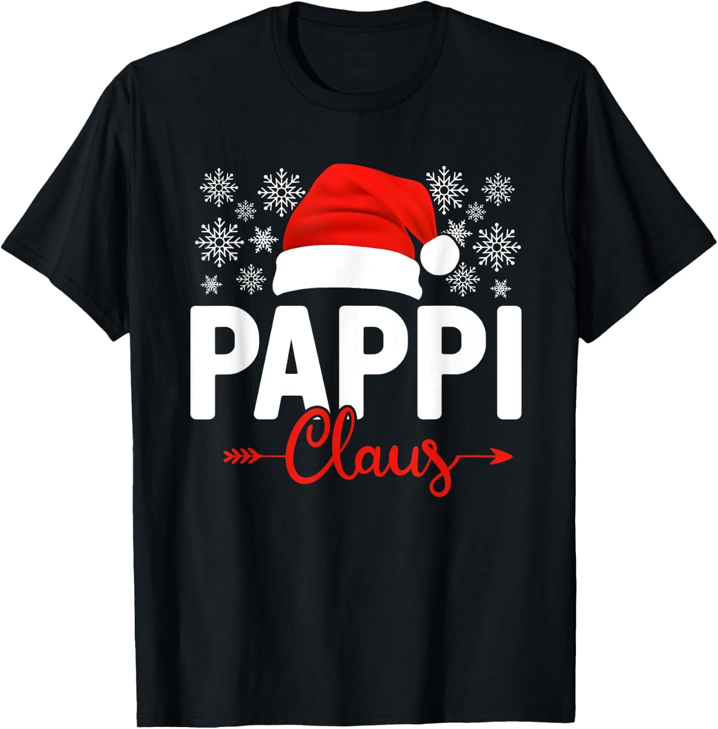 Pappi Claus Xmas Light Funny Santa Hat Christmas Ugly T-Shirt - T-Shirt | Black
