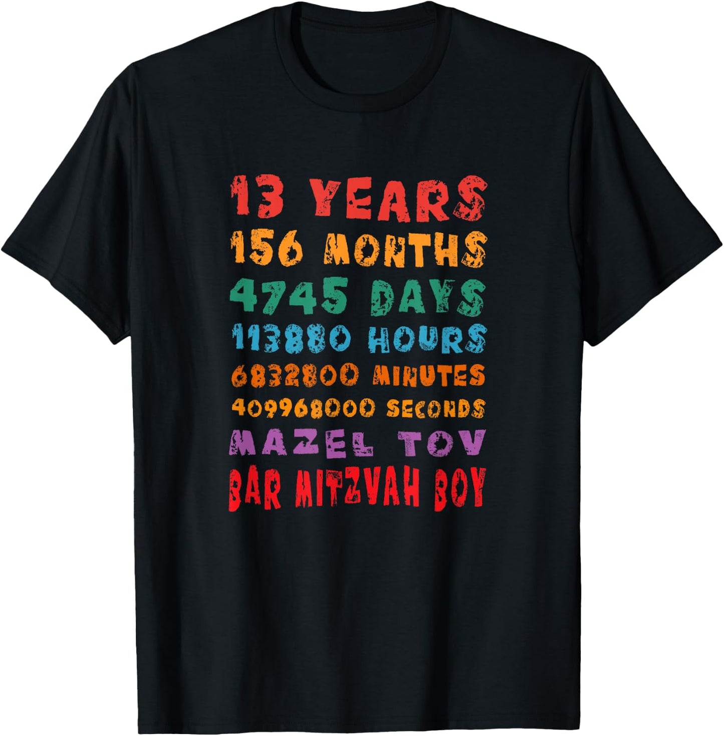 13-Year-Old 13th Birthday Bar Mitzvah Boy Mazel Tov Jewish T-Shirt - T-Shirt | Black