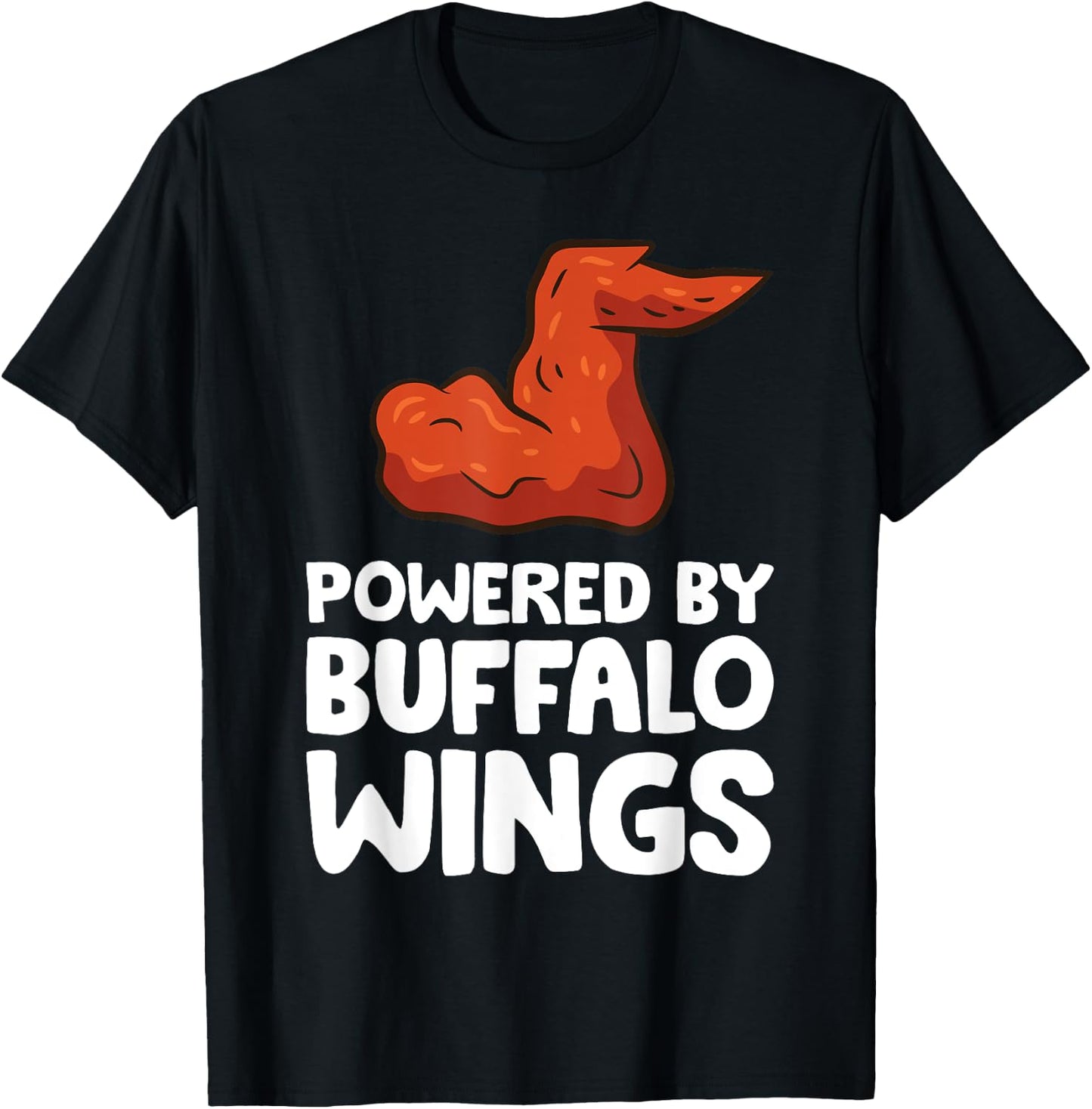 Powered By Buffalo Wings T-Shirt - T-Shirt | Black