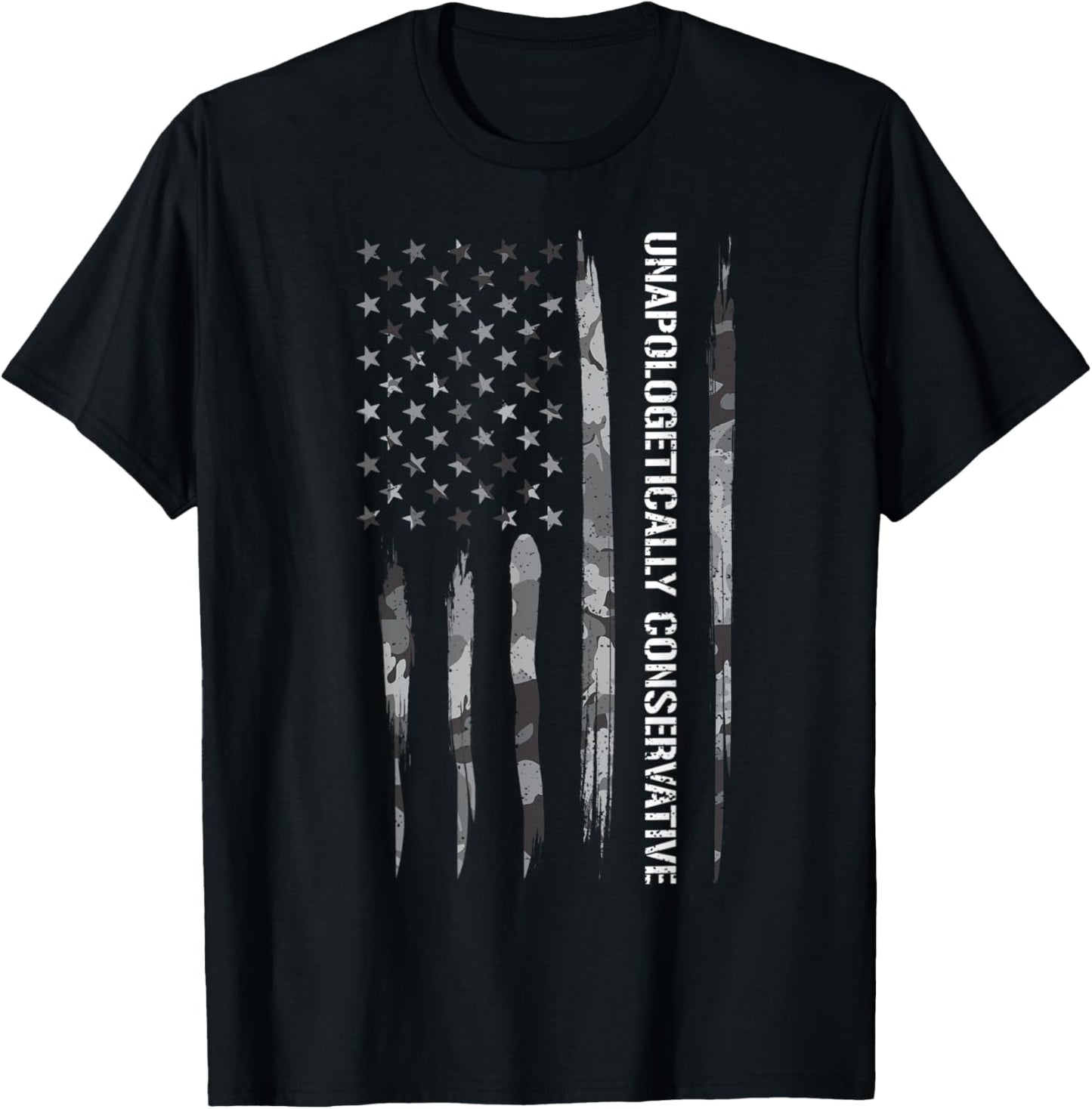 Conservative: Unapologetically Conservative - American Flag Women Men T-Shirt - T-Shirt | Black