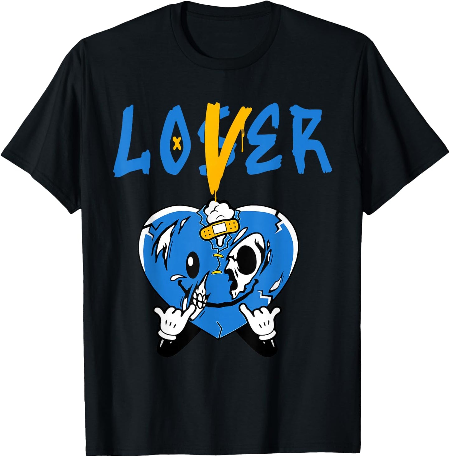 Racer Blue Loser Lover Heart Drip Suffering Racer Blue T-Shirt - T-Shirt | Black