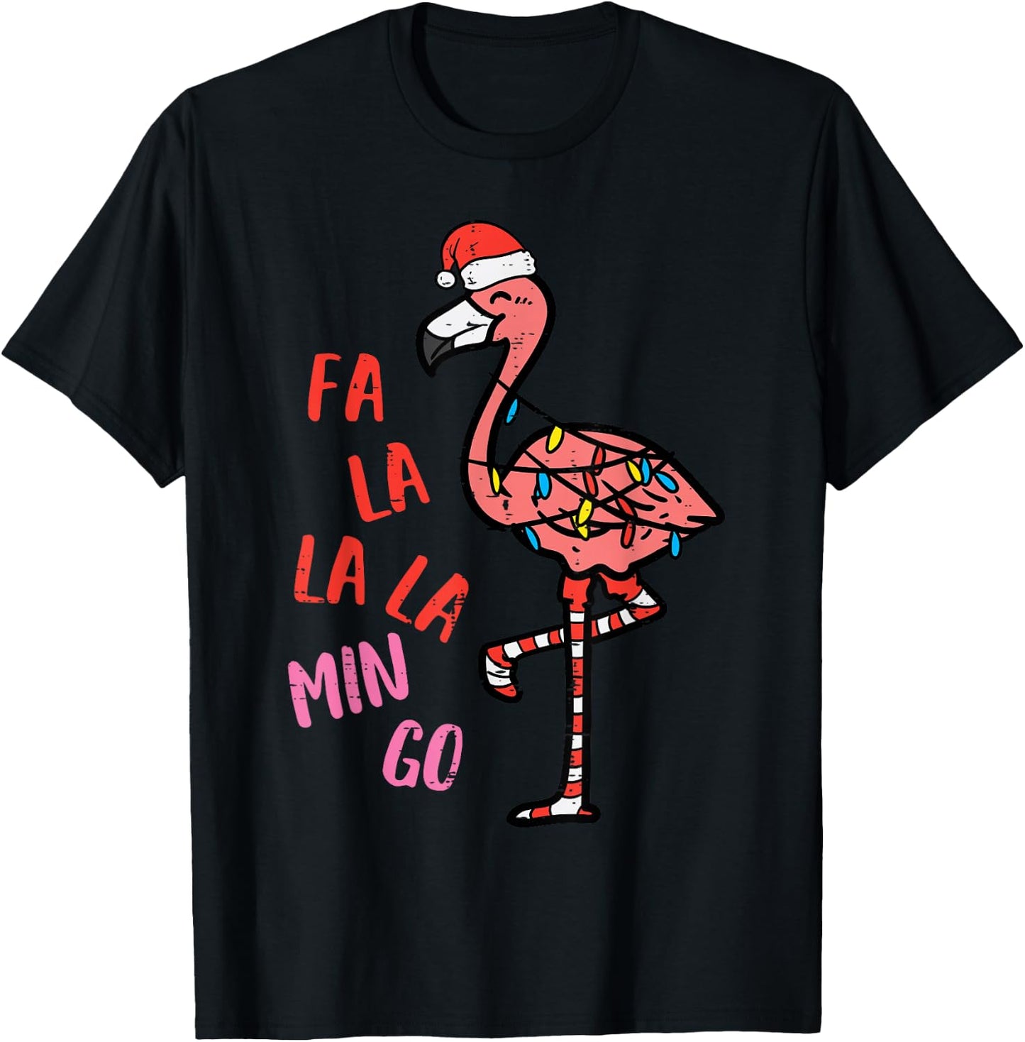Christmas Fa La La Mingo Flamingo Xmas Women Girls Kids Men T-Shirt - T-Shirt | Black