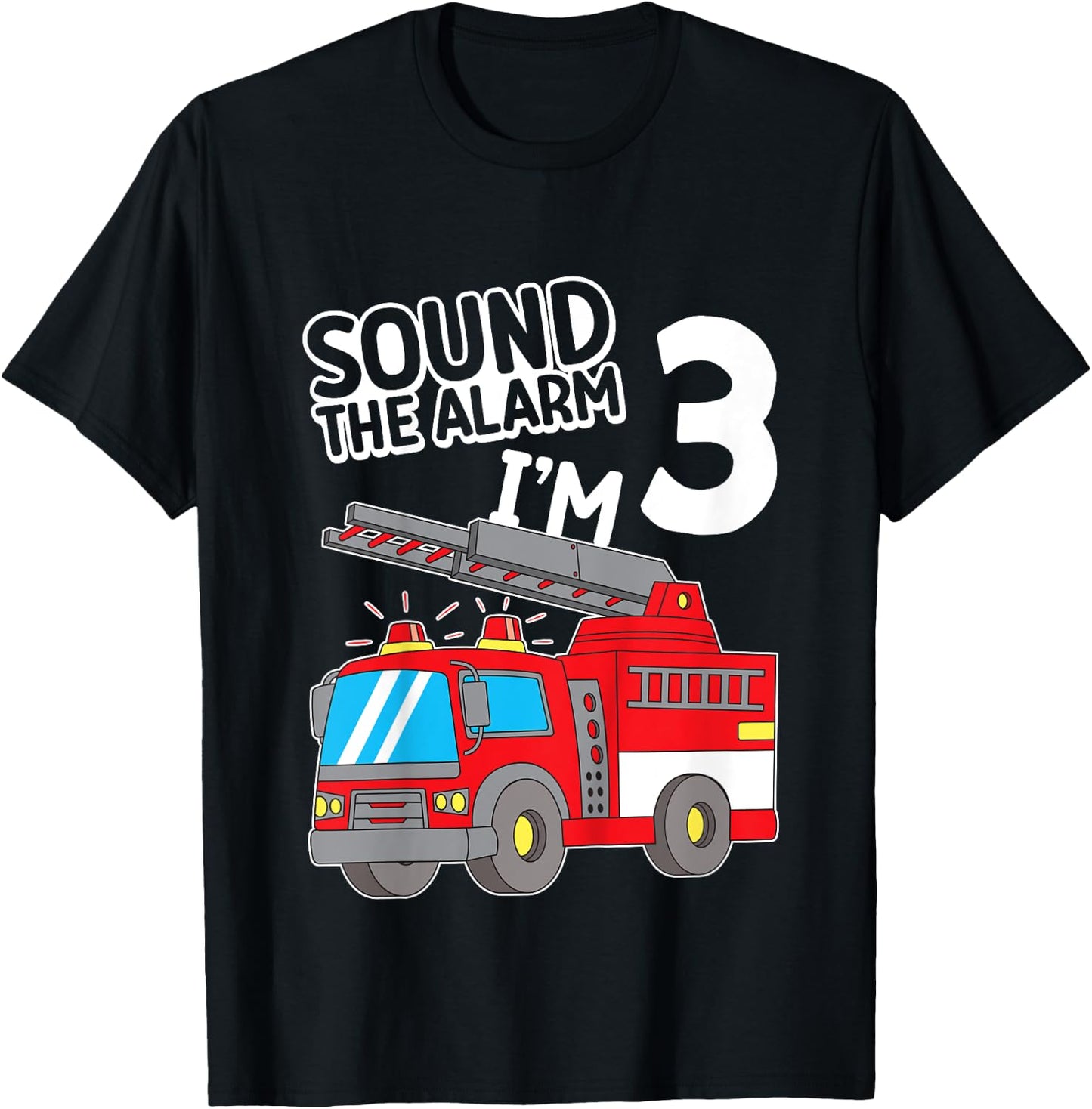 Kids Firefighter I'm 3 Birthday Fire Truck 3rd birthday T-Shirt - T-Shirt | Black