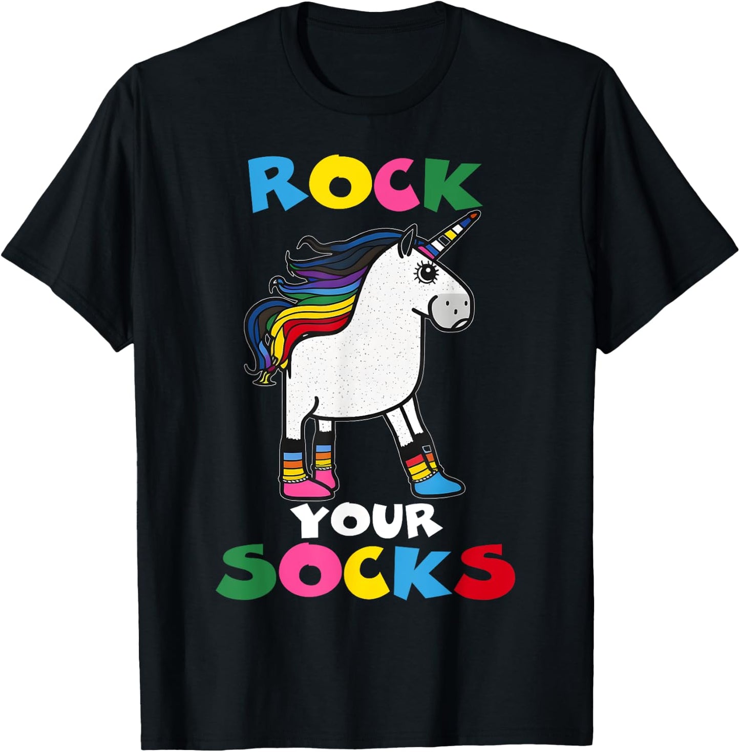 WORLD DOWN SYNDROME DAY Rock Your Socks Unicorn T-Shirt - T-Shirt | Black