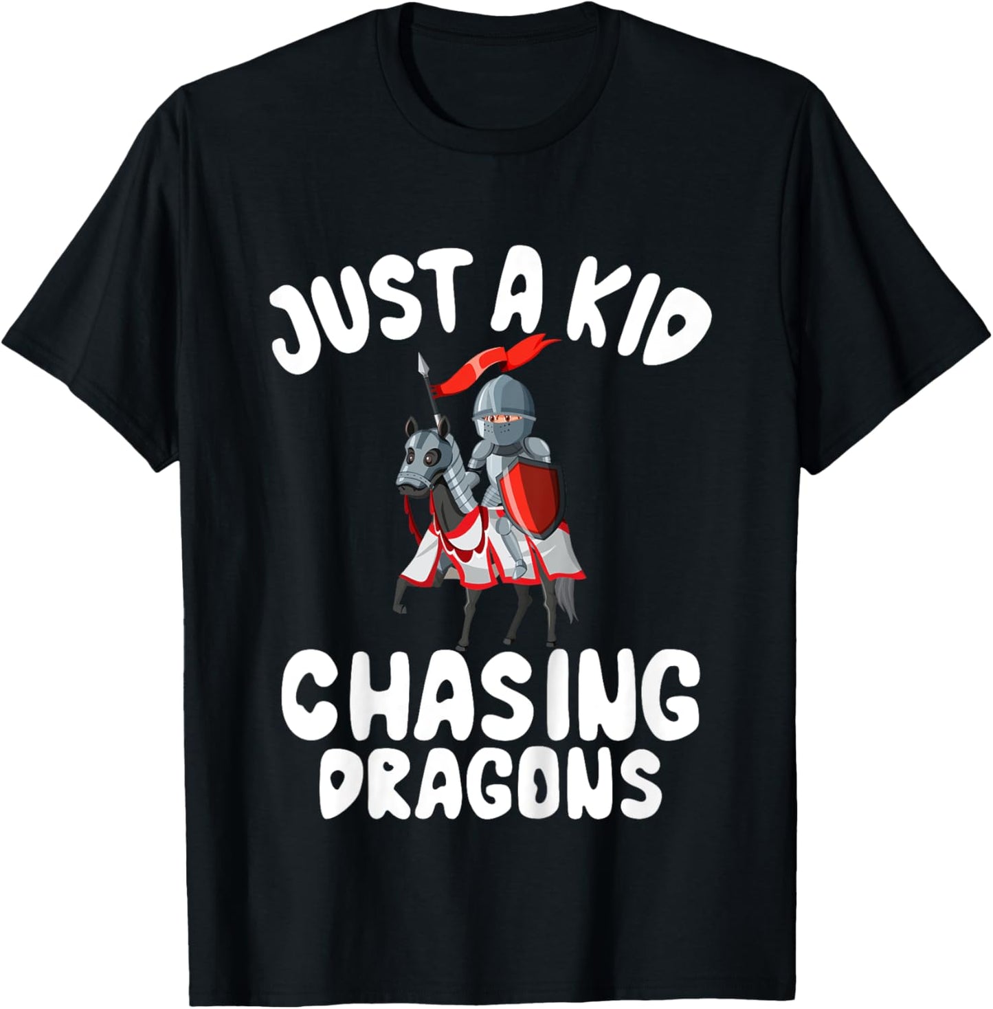 Kids Just a Kid Chasing Dragons Knight T-Shirt - T-Shirt | Black