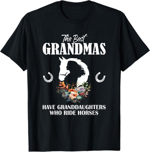 Best Grandmas Who Have Granddaughters Ride Horse T-Shirt - T-Shirt | Black