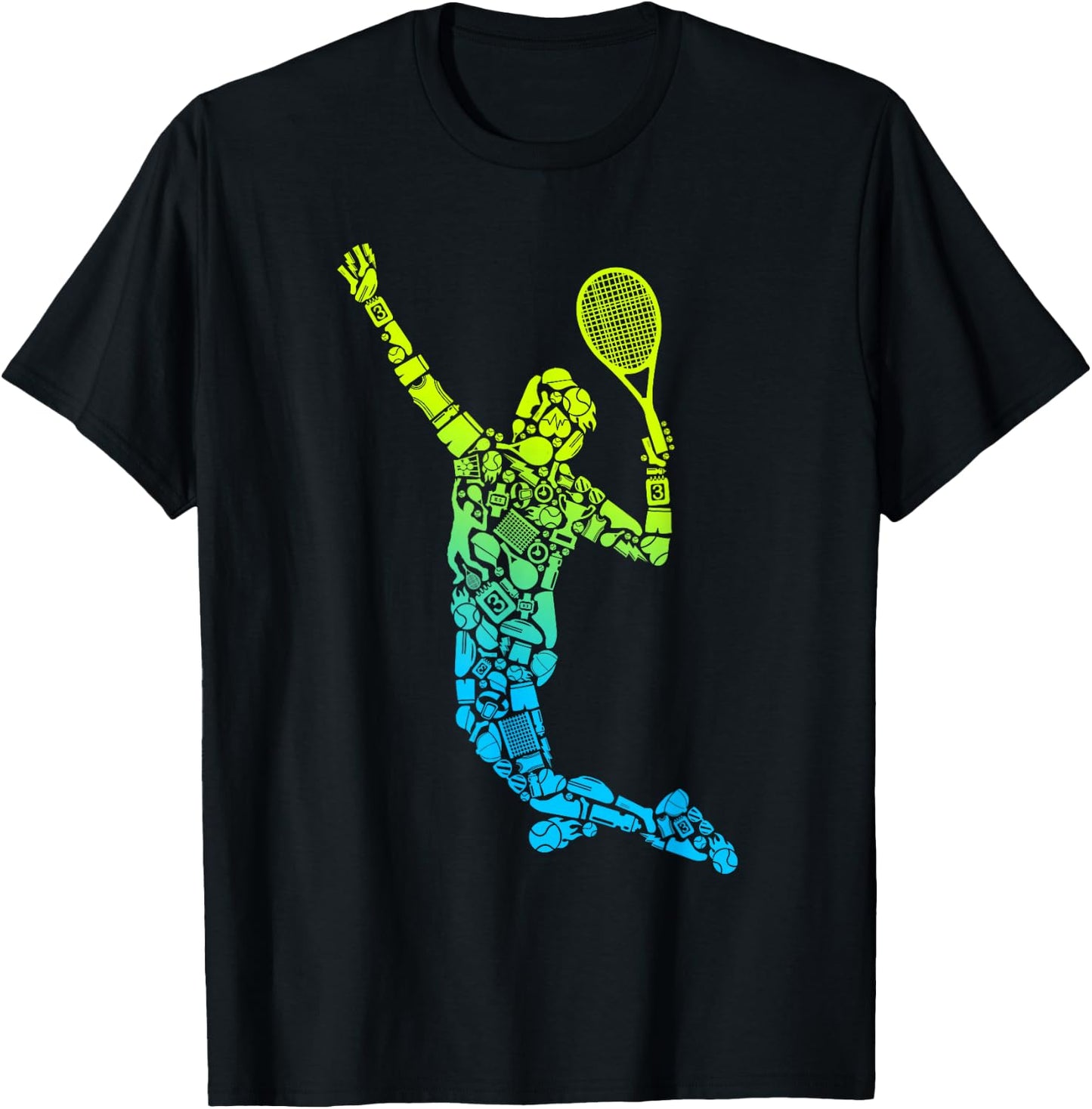 Tennis Player Men Kids Boys Tennis T-Shirt - T-Shirt | Black