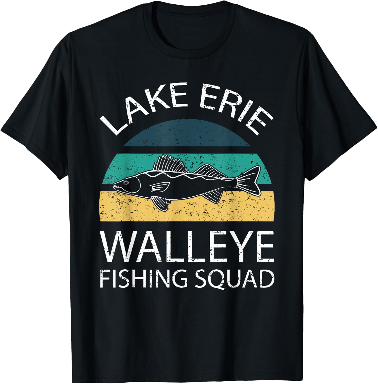 Walleye Fishing Squad Tournament Fishing Lake Erie T-Shirt - T-Shirt | Black