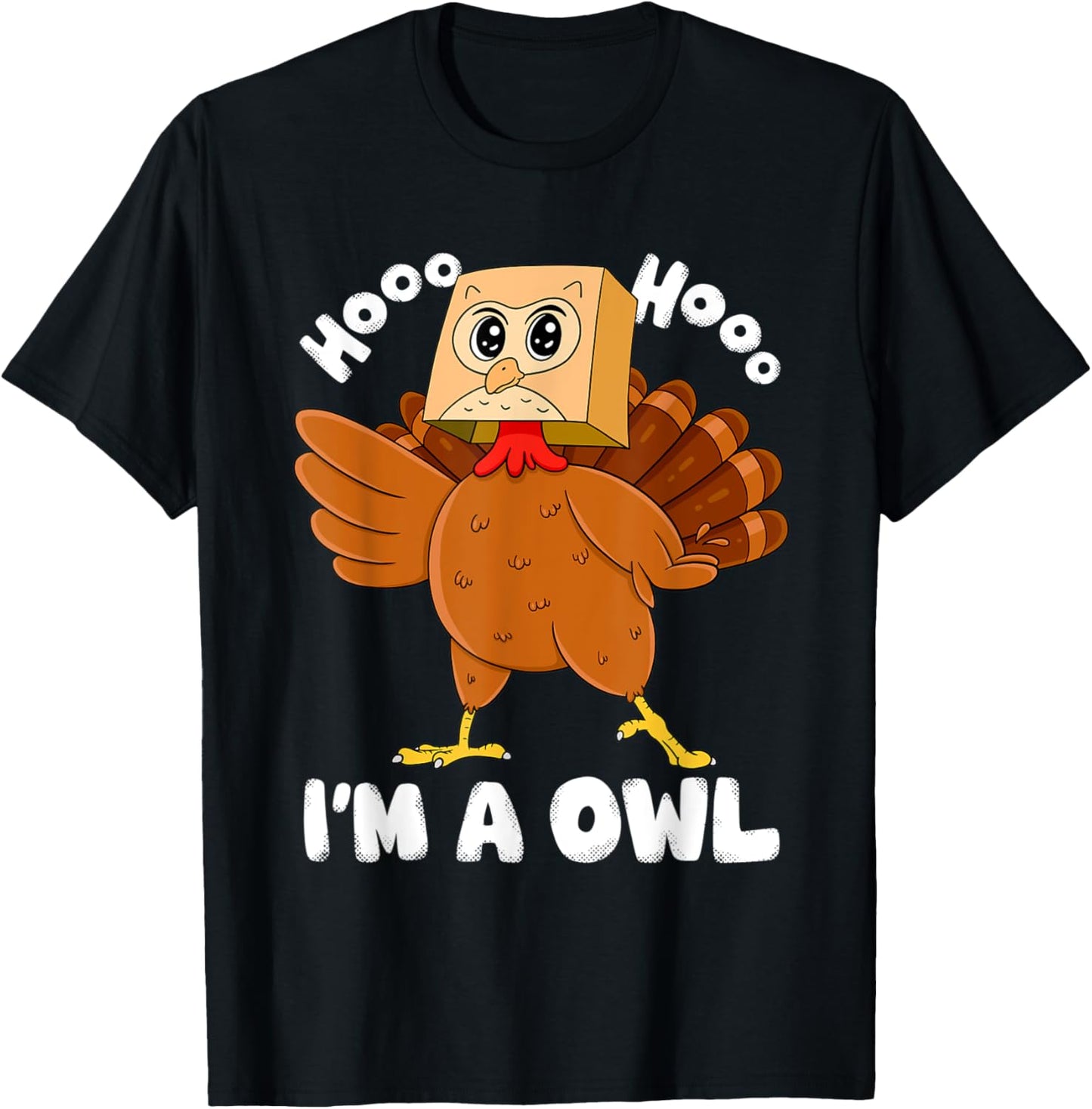 Thanksgiving Funny Fake Owl Turkey Graphic for Owl Lover T-Shirt - T-Shirt | Black