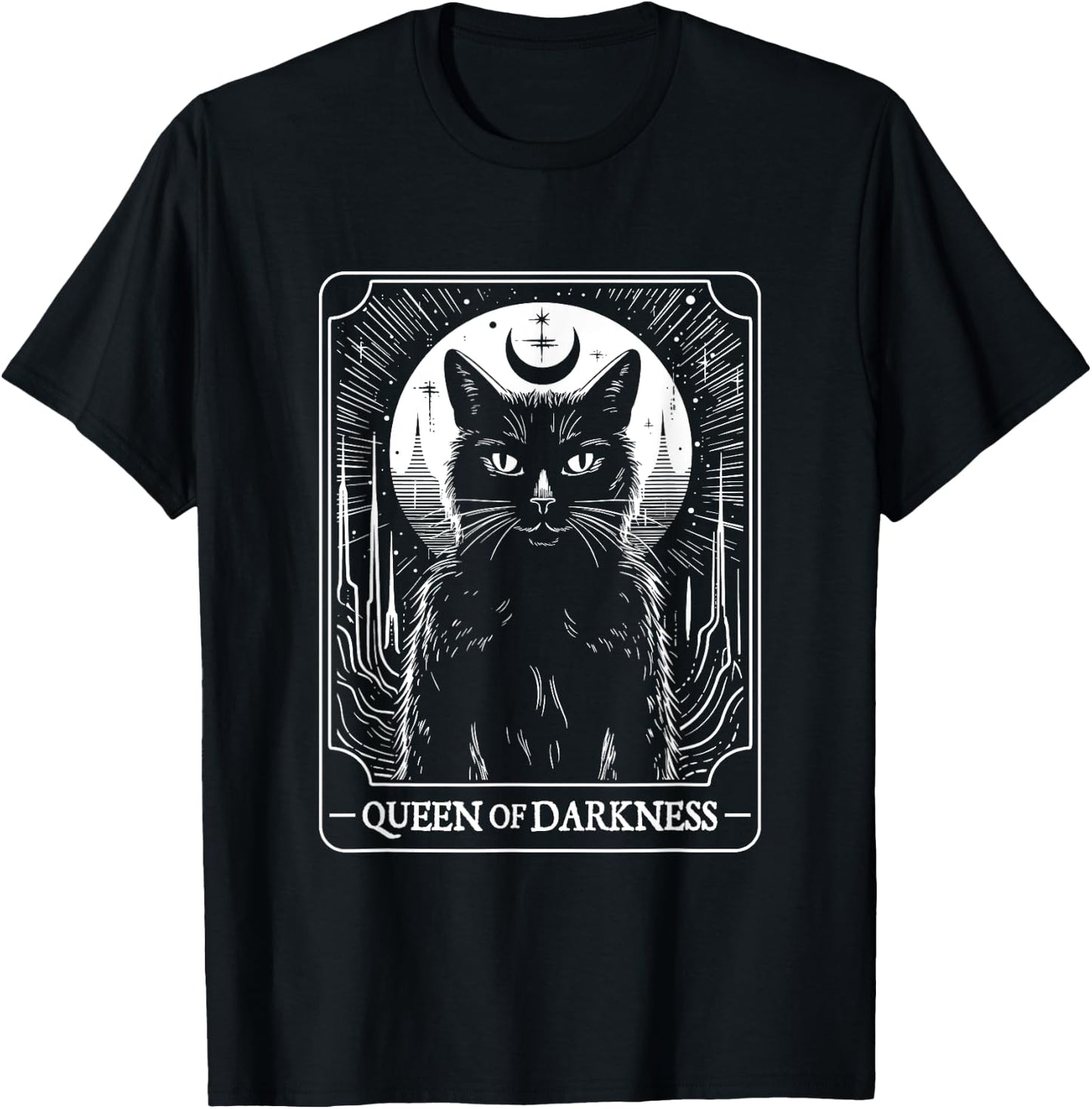 Queen Of Darkness Occult Demonic Black Cat Halloween Men Women T-Shirt - T-Shirt | Black