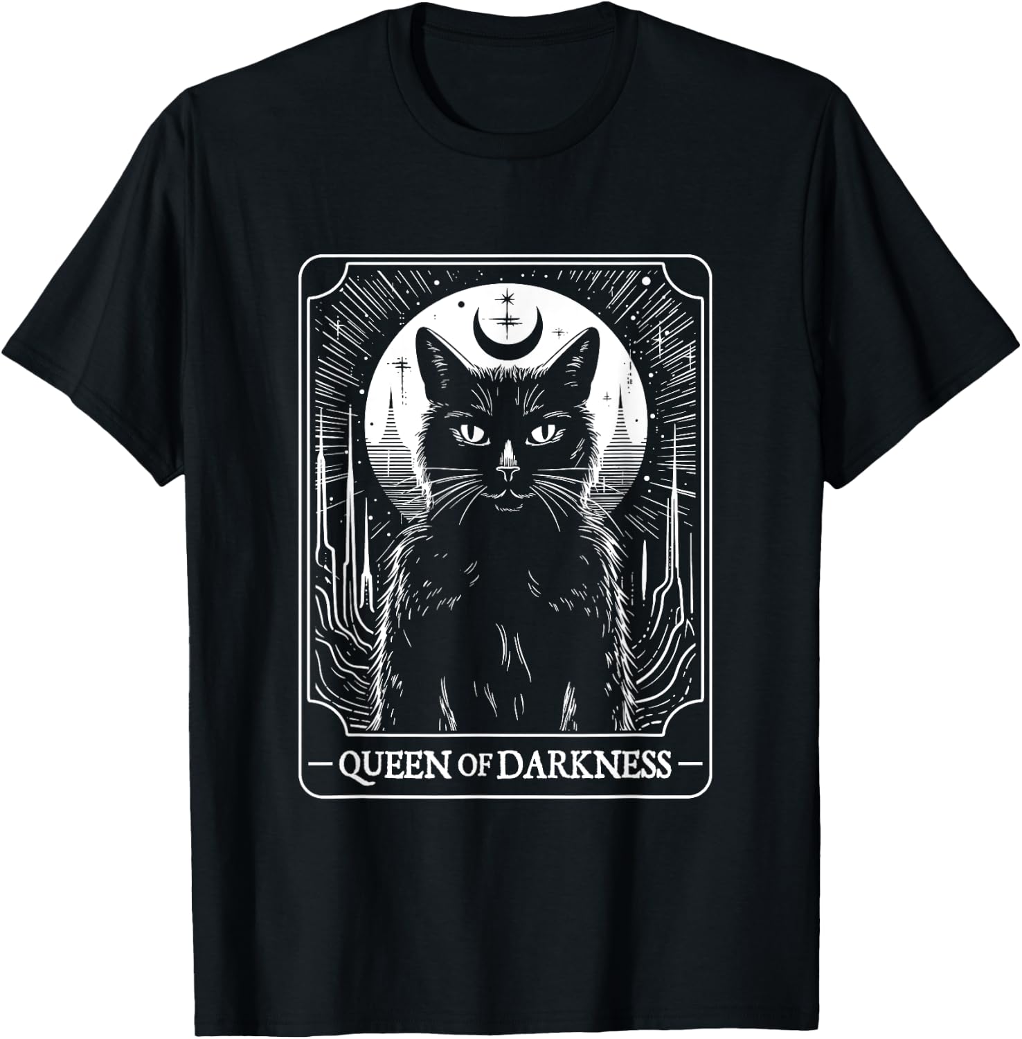 Queen Of Darkness Occult Demonic Black Cat Halloween Men Women T-Shirt - T-Shirt | Black