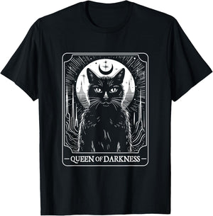 Queen Of Darkness Occult Demonic Black Cat Halloween Men Women T-Shirt - T-Shirt | Black