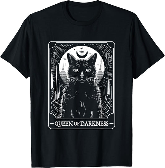 Queen Of Darkness Occult Demonic Black Cat Halloween Men Women T-Shirt - T-Shirt | Black