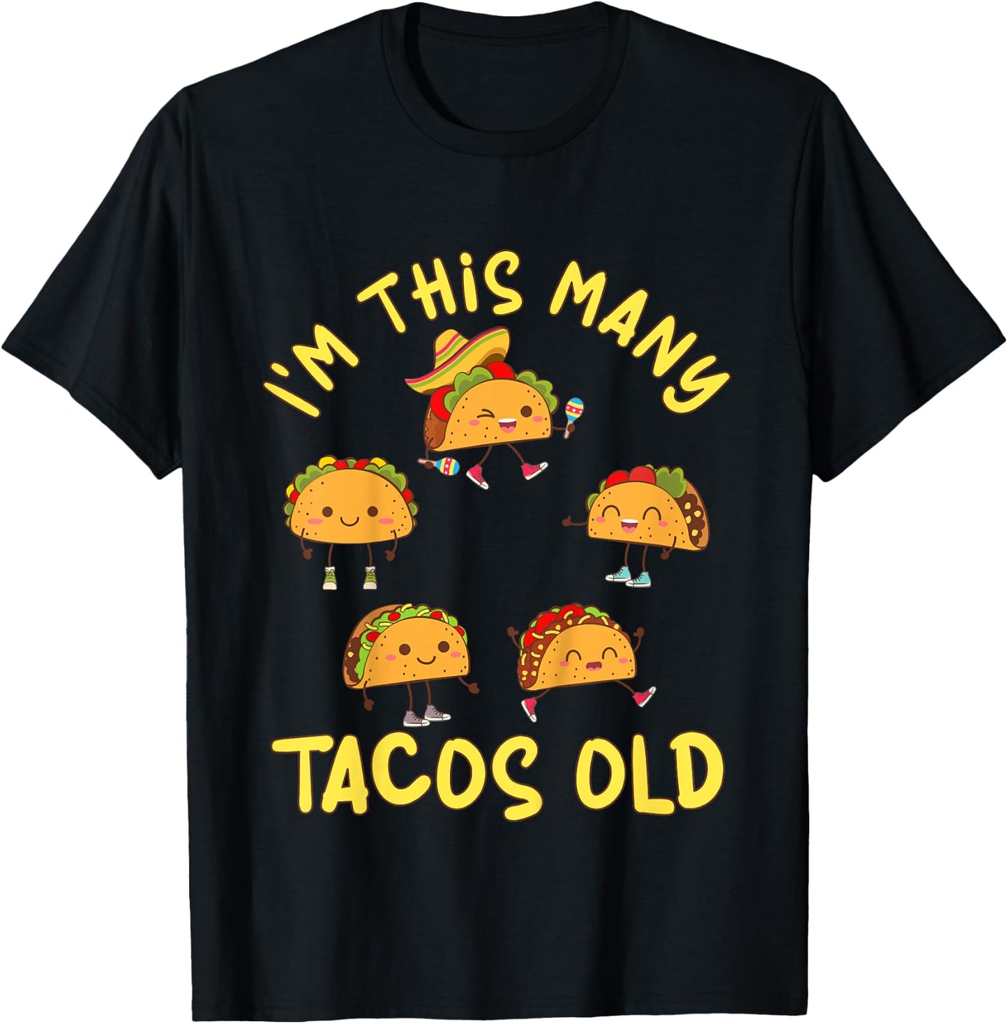 5 Years Old Girl Tacos Old 5th Birthday Kids T-Shirt - T-Shirt | Black