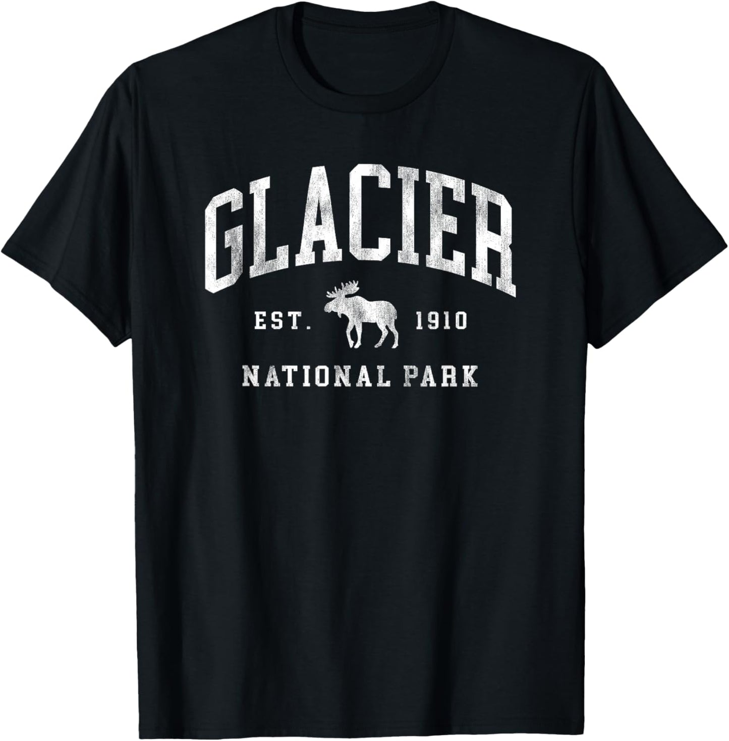 Retro Glacier National Park Est 1910 Hiking T-Shirt - T-Shirt | Black