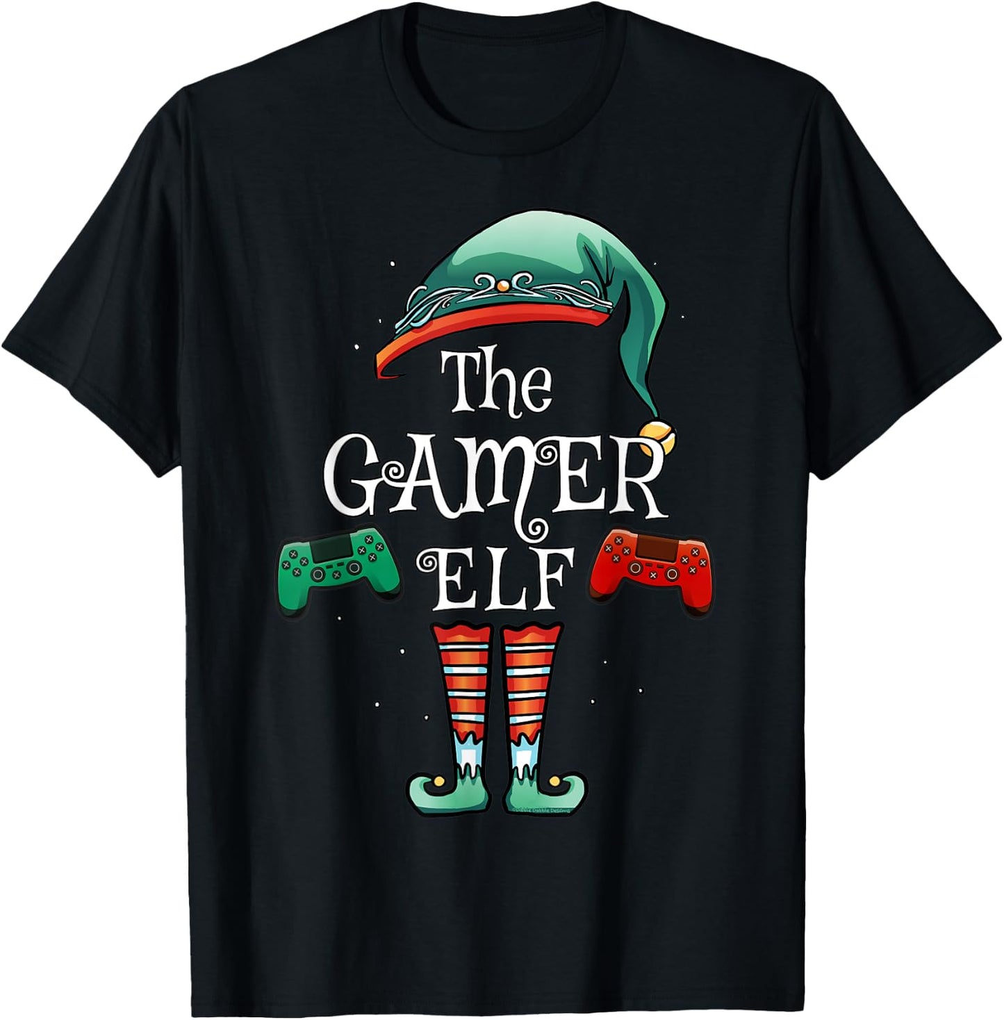 The Gamer Elf Matching Family Christmas Gamer T-Shirt - T-Shirt | Black