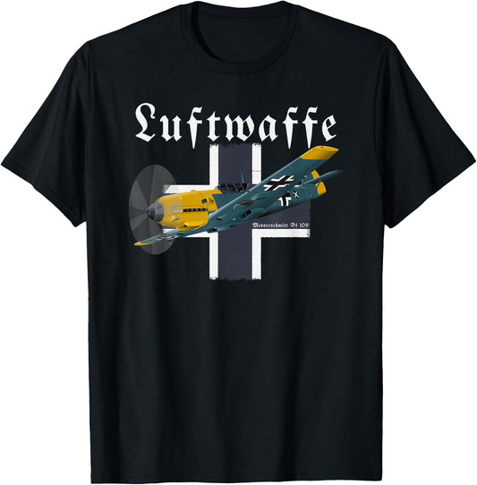 WW2 Aircraft Fighter I German Warbird I Messerschmitt BF-109 T-Shirt - T-Shirt | Black