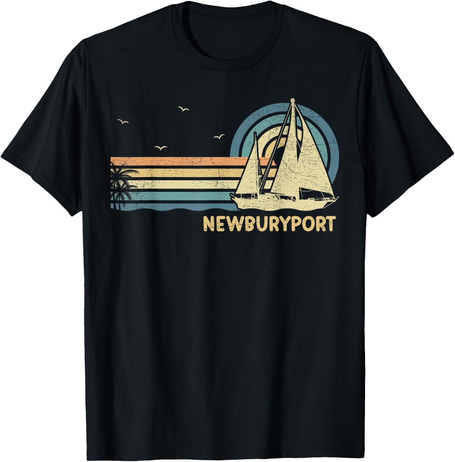 Newburyport Massachusetts Sailing Vacation Boating Sailboat T-Shirt - T-Shirt | Black