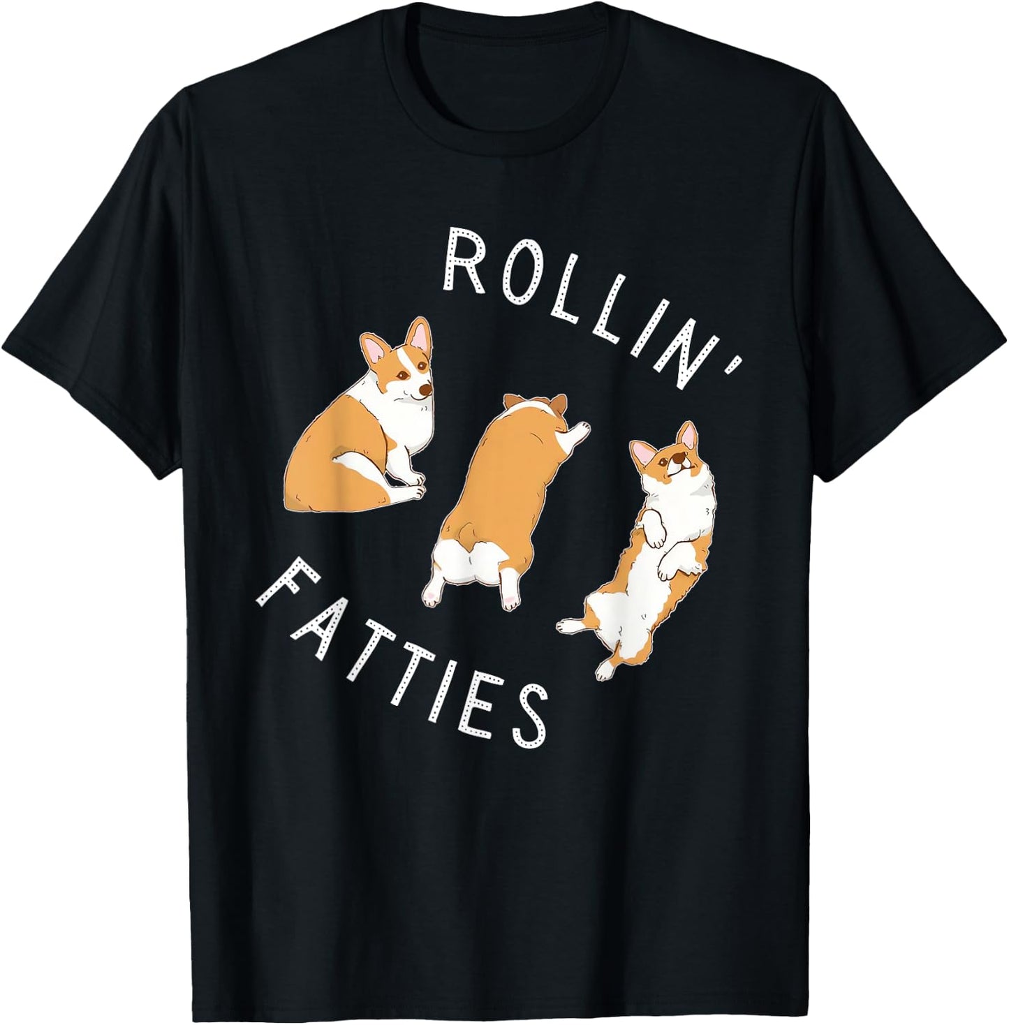 Rolling Fatties Corgi Funny Fat Cute Corgi Lover T-Shirt - T-Shirt | Black