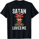 Funny Atheist Baphomet Goat Satan Loves Me T-Shirt - T-Shirt | Black