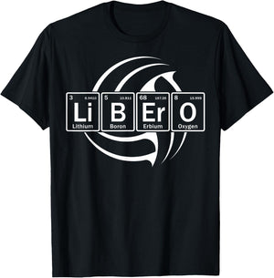 Volleyball Libero in Periodic Table Elements T-Shirt - T-Shirt | Black