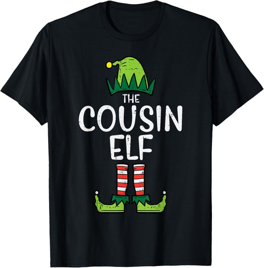 Cousin Elf Xmas Matching Christmas For Family Boys Kids T-Shirt - T-Shirt | Black