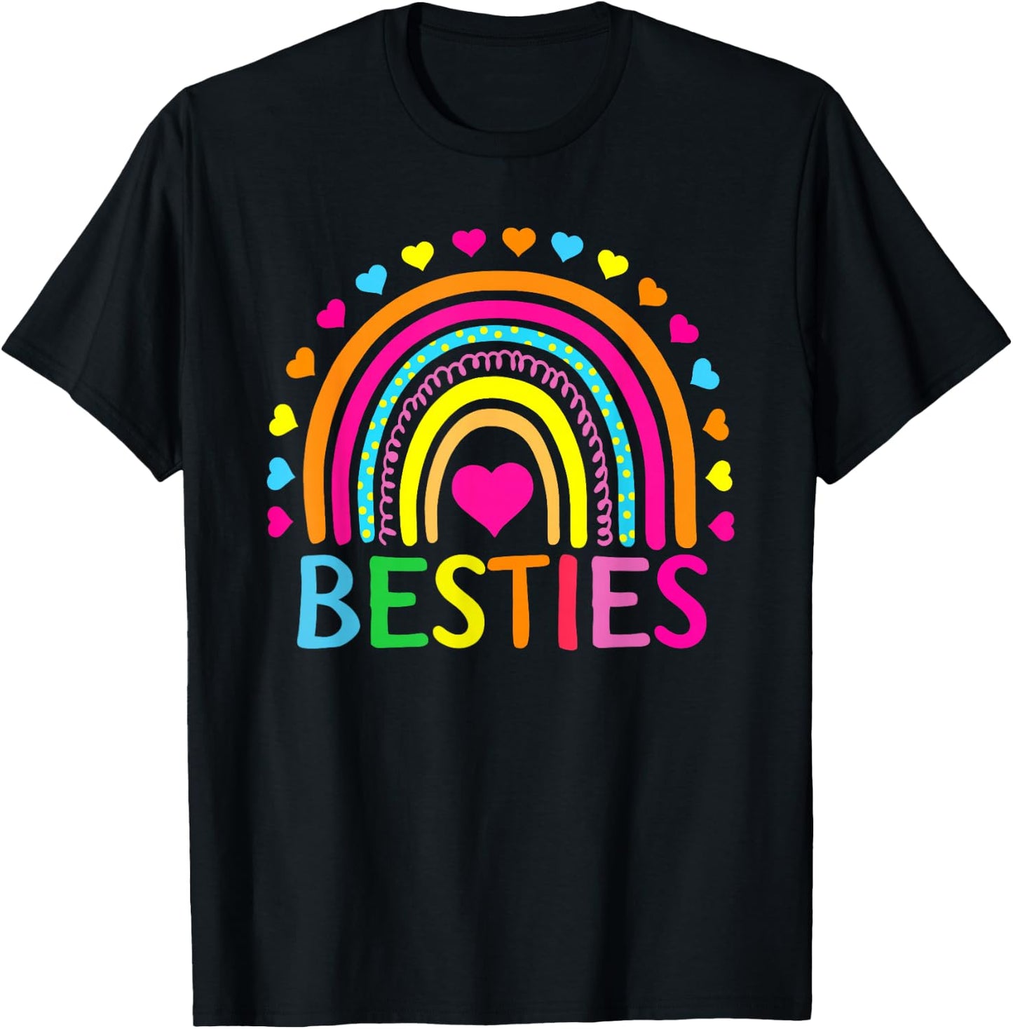 Besties BFF Rainbow Best Friends Bestie Friendship Gifts T-Shirt - T-Shirt | Black